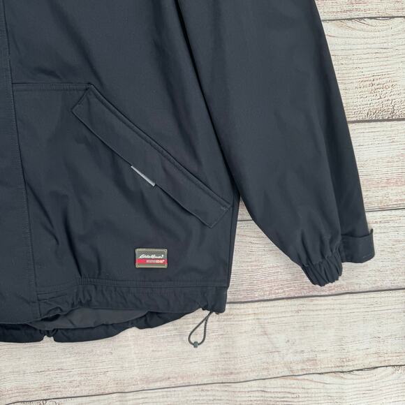Eddie Bauer WeatherEdge Fleece Lined Rain Jacket Mens M Black Removeable Hood - Picture 6 of 16